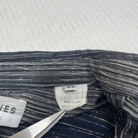 Jhane Barnes Green Long Sleeve Button Up Striped Made in Italy Shirt Mens Sz XL - Picture 5 of 6